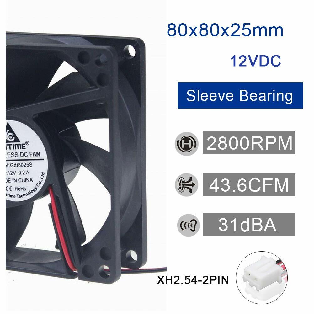12V DC 80mm Cooling Fan 2Pin 80x80x25mm for CPU Computer Printer Laser