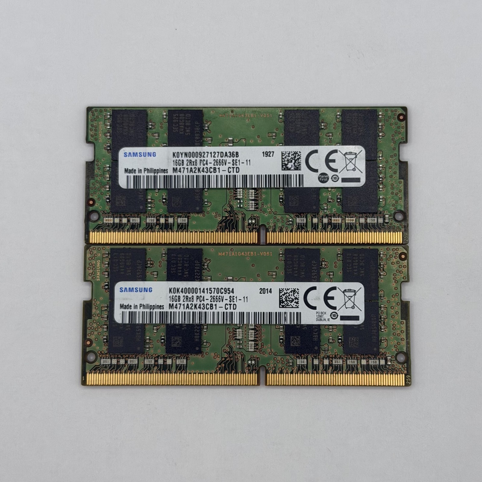 Samsung 32GB Kit 2x16GB DDR4 2666MHz PC4-21300 SODIMM RAM M471A2K43CB1-CTD