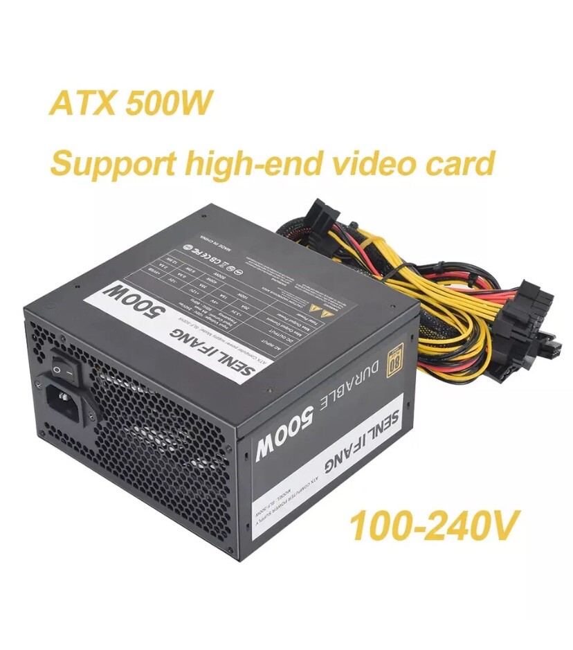 SENLIFANG ATX500W PC PSU 110V/220V PFC Black Gaming Quiet Power Supply 80PLUS