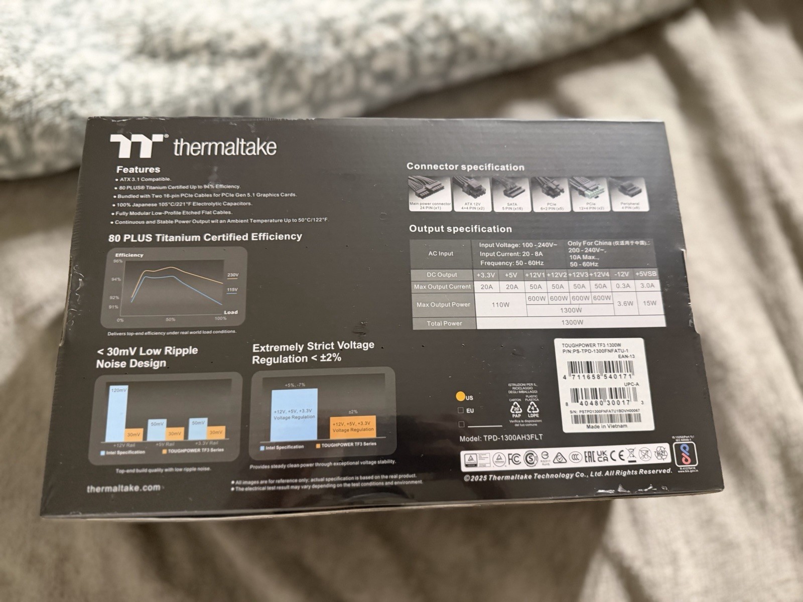 Thermaltake Toughpower TF TPD-1300AH3FLT 1300W Power Supply Titanium PSU Gaming
