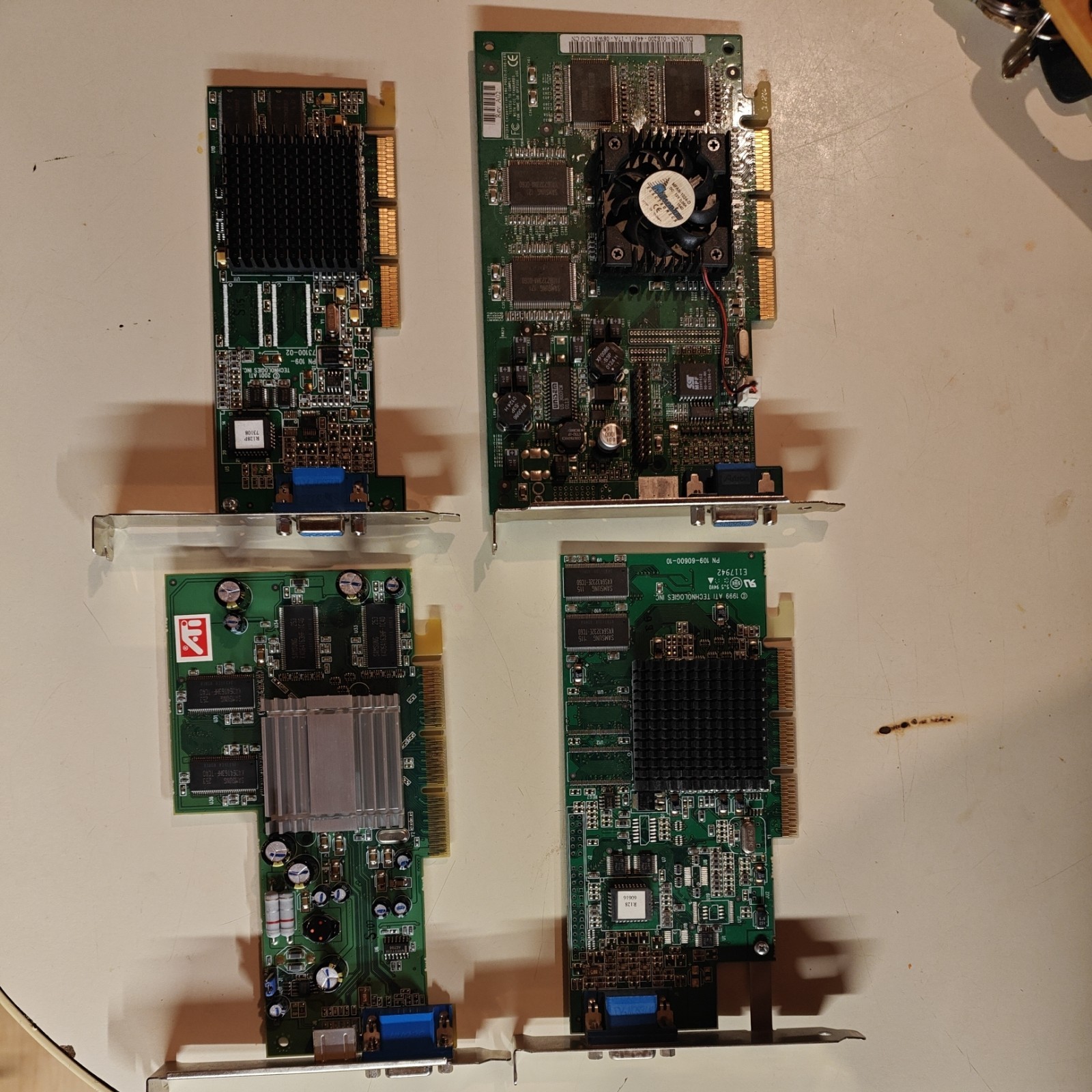 Lot of 4 Vintage AGP Graphics Cards ATI VGA Video Cards