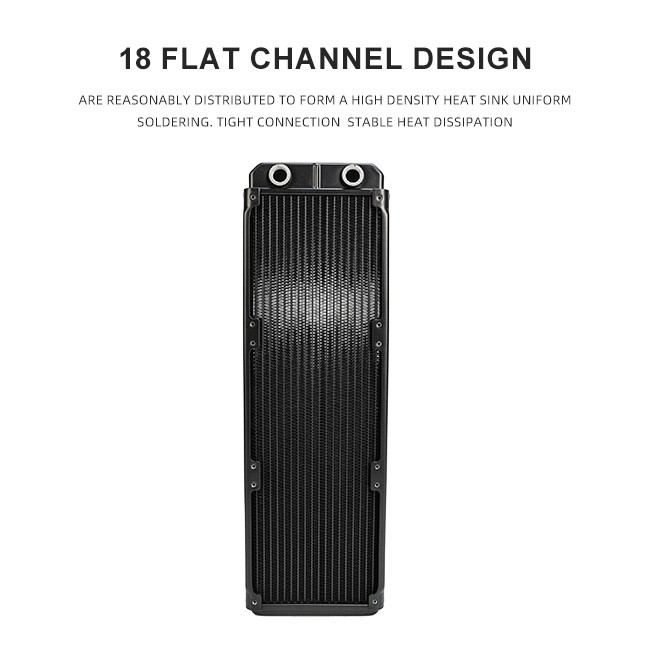 OCOCOO 360mm Aluminum Water Cooling Radiator 18 Waterways 37.5mm Thick G1/4 PC