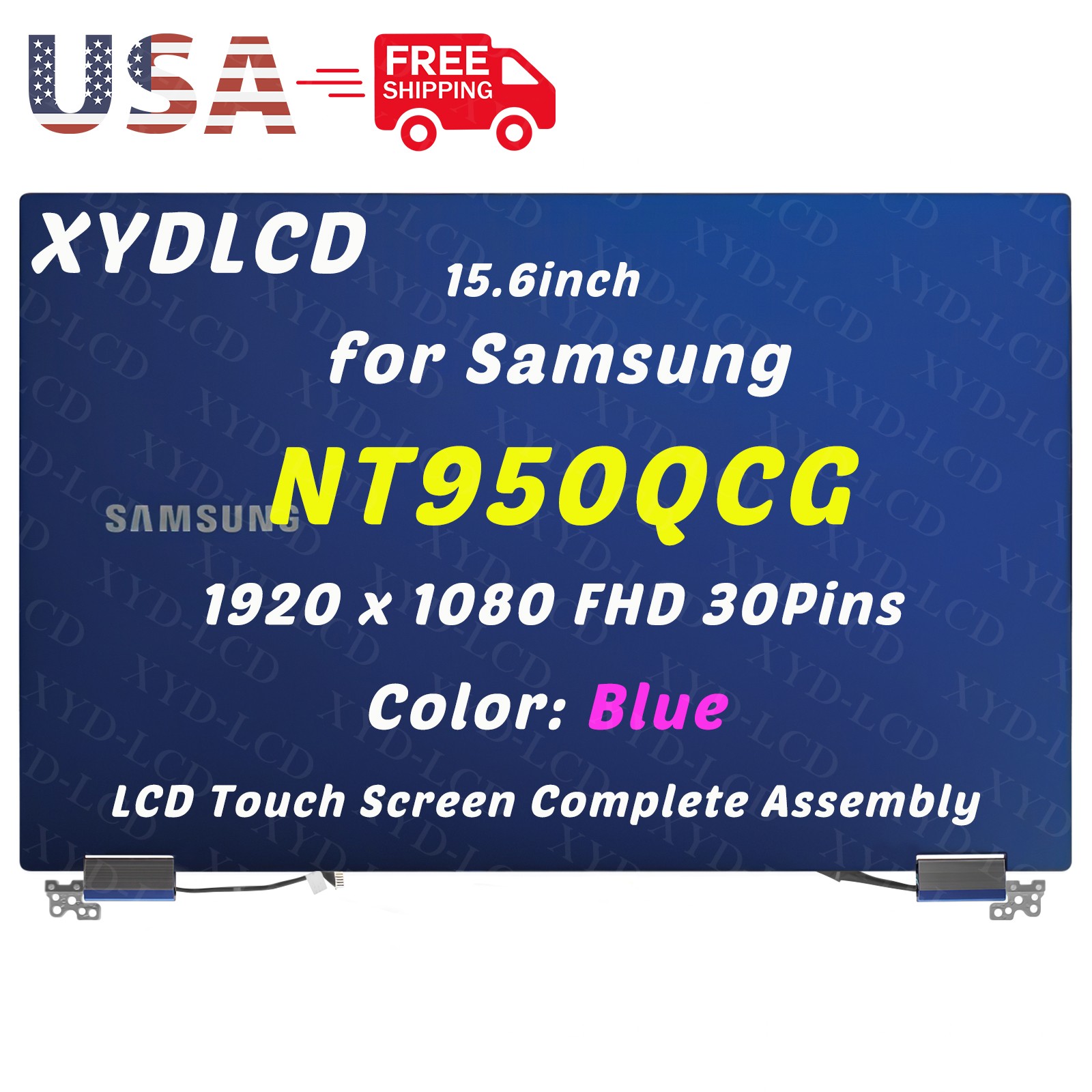 15.6in for Samsung Galaxy Book Flex NT950QCG-K38S LCD Touch Screen Assembly Blue