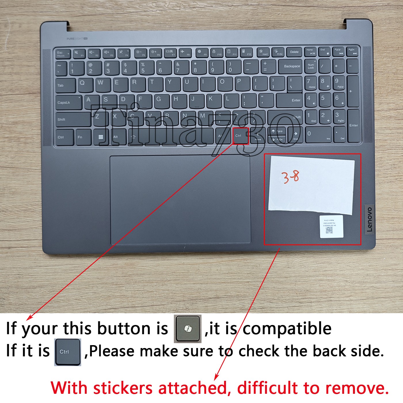 For Lenovo Yoga Pro 9 16IMH9 Palmrest Keyboard Touchpad Luna Grey AM388000B00