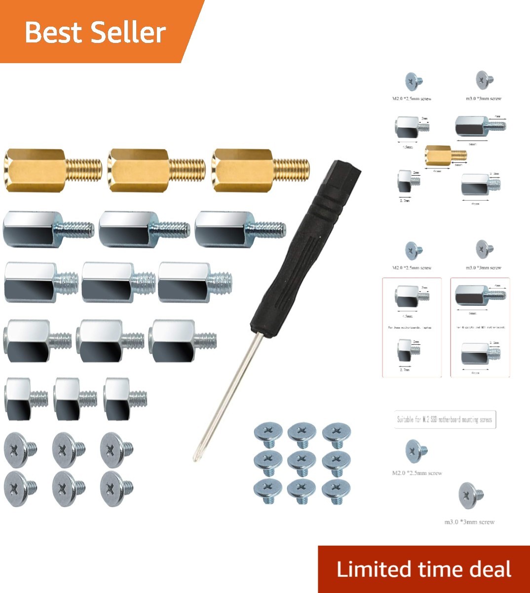 Universal M.2 SSD Mounting Screws Kit with Magnetic Tool – 30 Durable Pieces