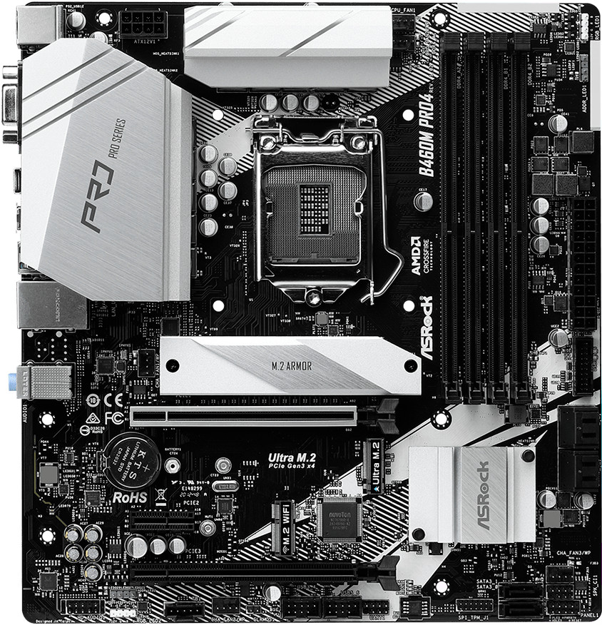 ASRock B460M PRO4 LGA 1200 Intel B460 SATA 6Gb/s Micro ATX Intel Motherboard