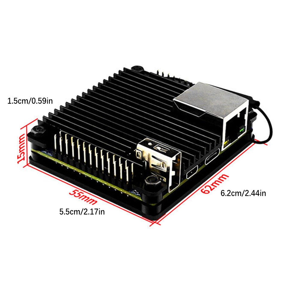 Aluminum + Acrylic Cooling Shell Passive Heatsink Case For Orange Pi Zero 2 D