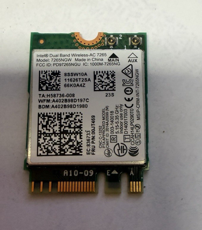 Intel Wireless-AC 802.11ac 867M NGFF Dual Band Wifi+ BT 4.0 Card 7265NGW –
