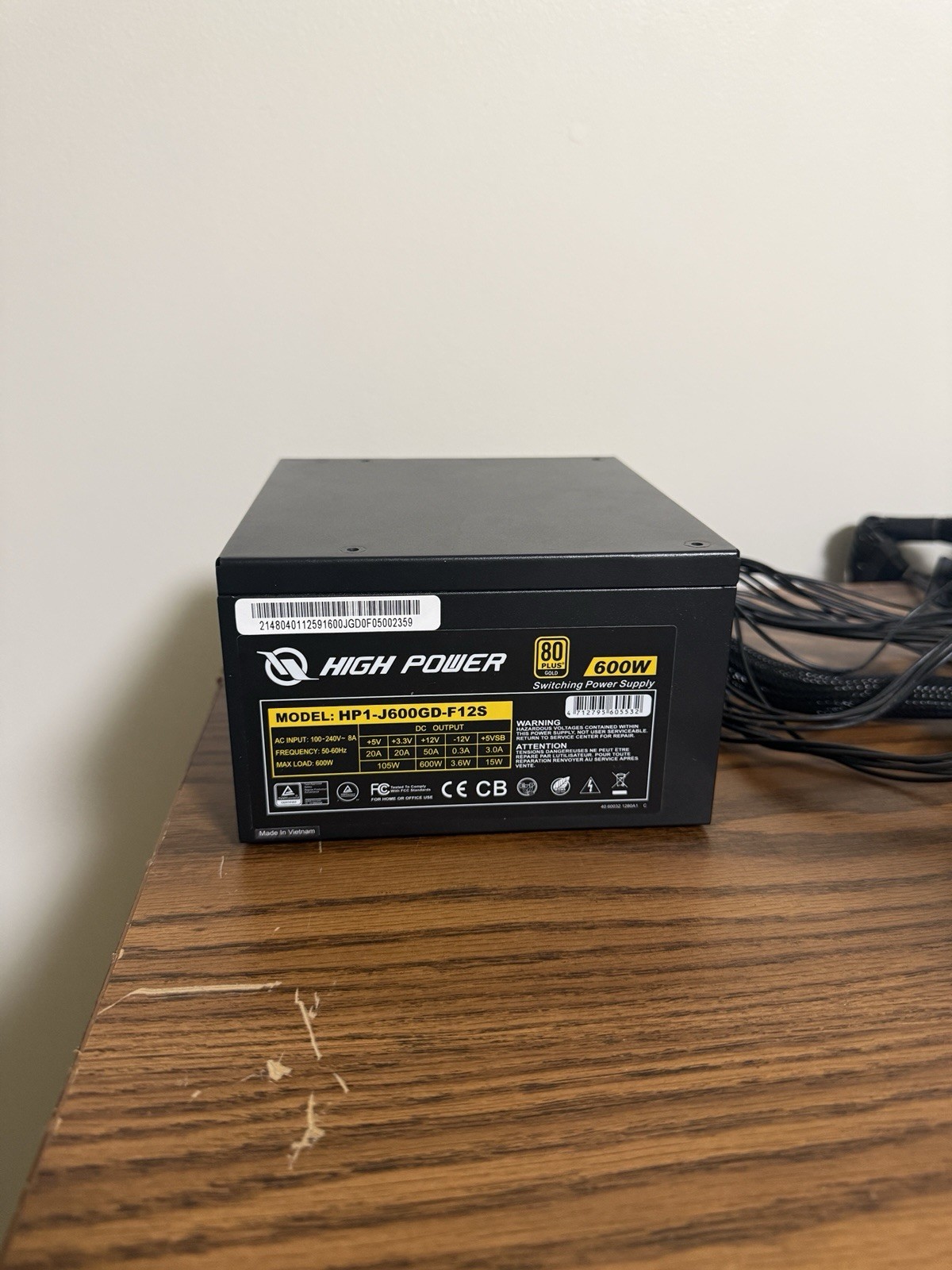High Power 600W 80 Plus Gold Non-Modular Power Supply