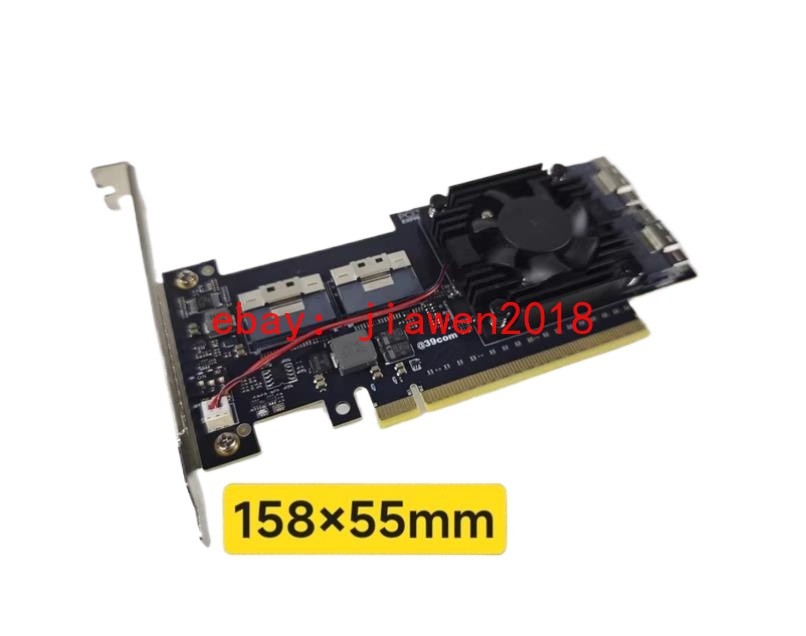 PCIe 4.0 x16 to Four SlimSAS SFF-8654 8i Switch Adapter support 8*NVMe PEX88048