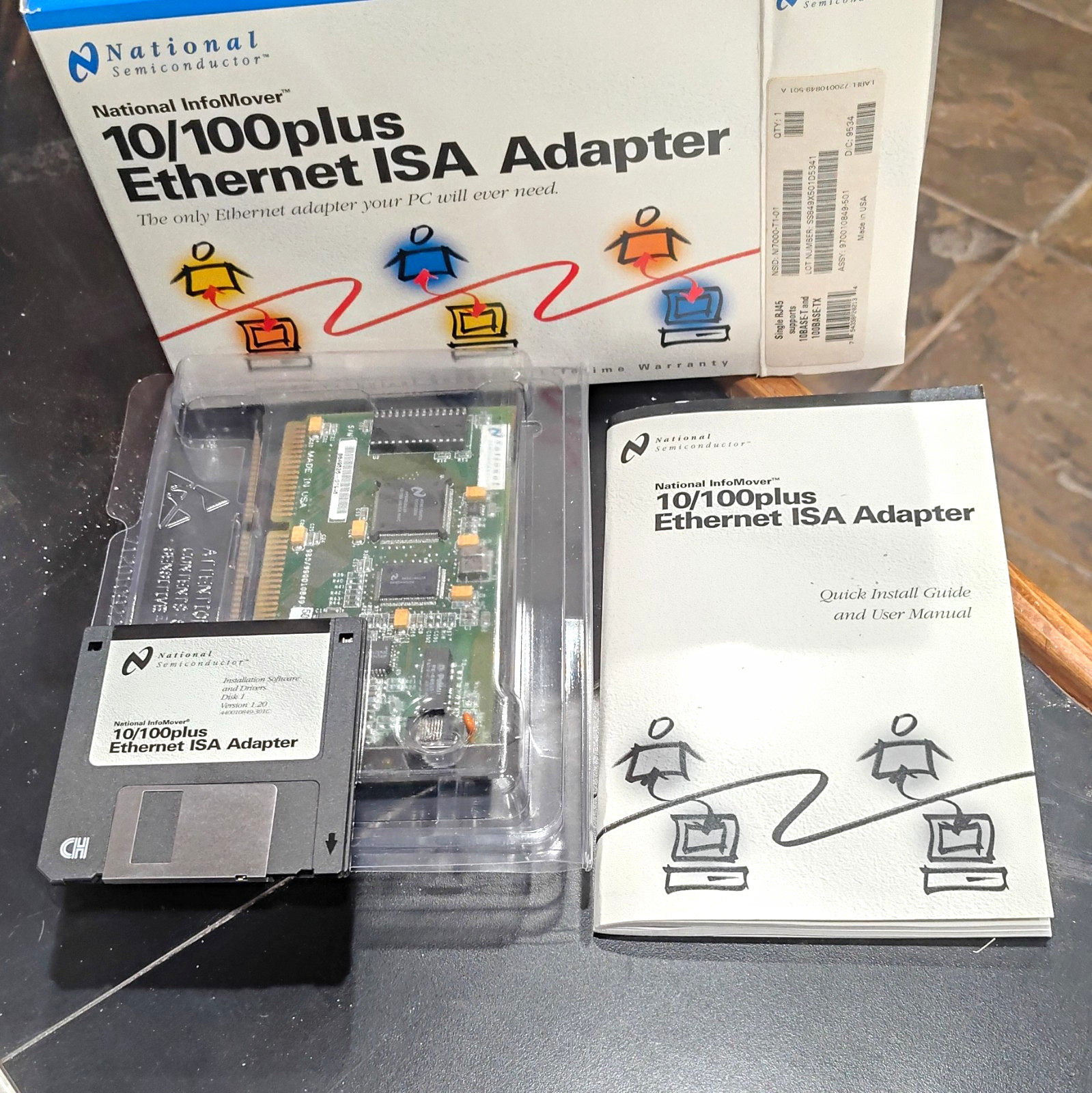 National Semiconductor InfoMover 10/100plus ISA Ethernet Adapter RJ-45 100 Mbps