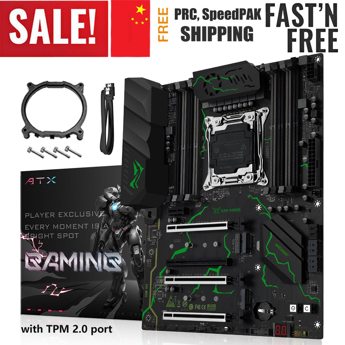 LGA 2011-3 X99 Motherboard 8 x DDR4 M.2 TPM 2.0 Slot for Intel i7 Xeon E5 V3/V4