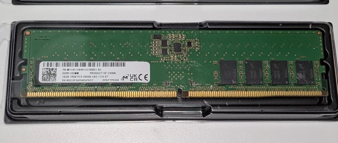 Micron 16GB DDR5 5600 CL46 288-Pin UDIMM Desktop RAM Memory