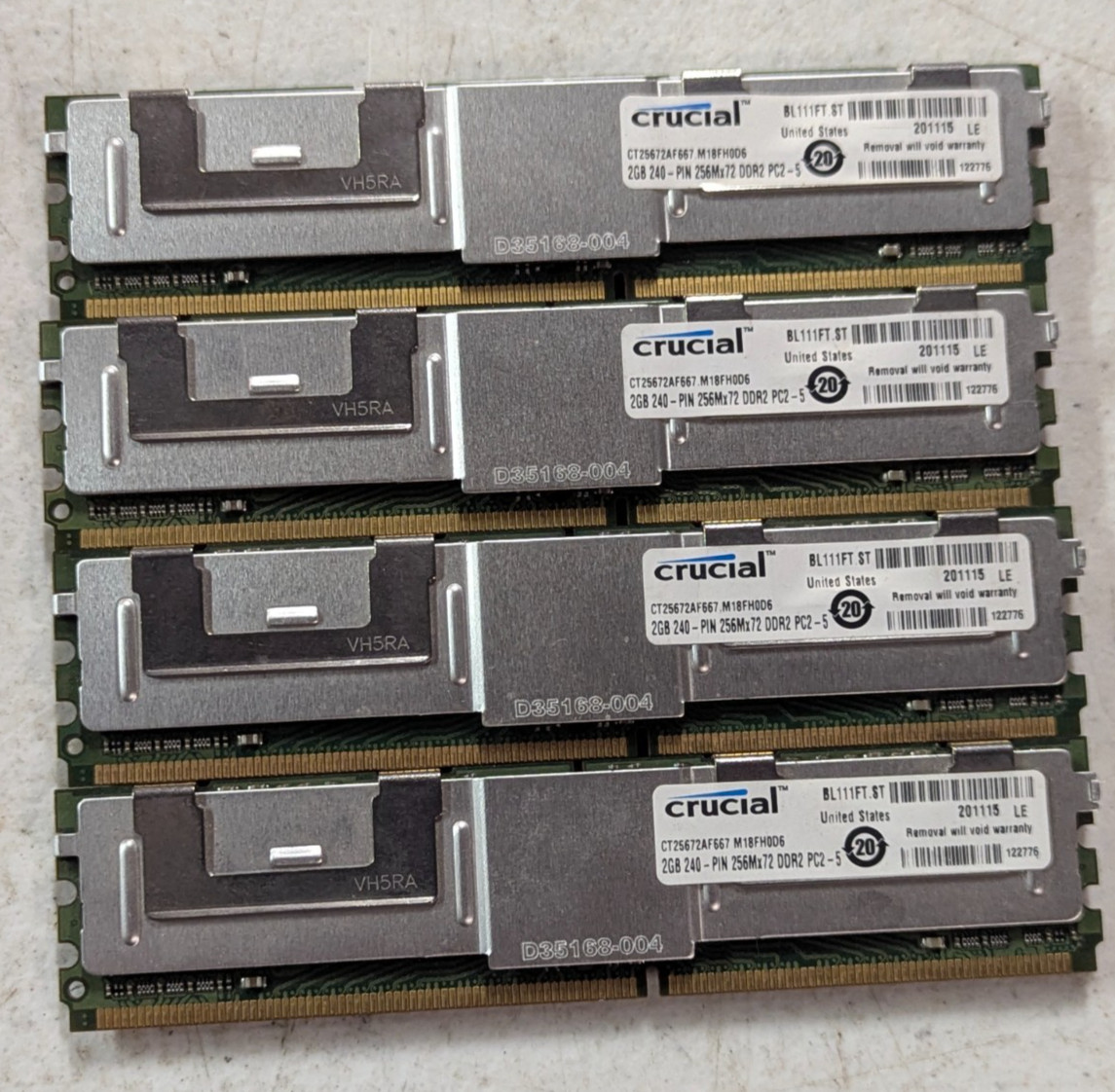 Crucial CT25672AF667.M18FHD06 8GB 4x2GB DDR2-667 PC2-5300F ECC FB-DIMM RAM