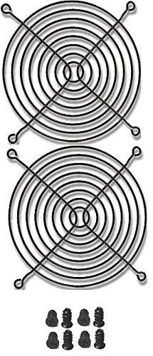 120mm Black Fan Grill / Guard with screws (2 pack)