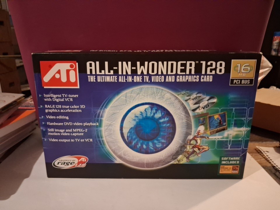 NEW ATI All-In-Wonder 128 AGP 16MB PCI BUS Video and Graphics Card. Complete