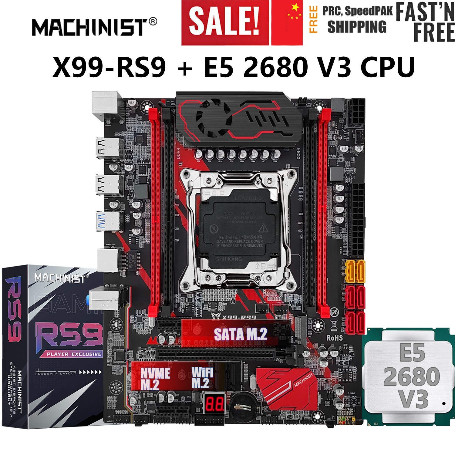 RS9 Kit LGA 2011-3 Motherboard E5 2680 V3 Xeon Set CPU DDR4 RAM M.2 NVME usb3.0
