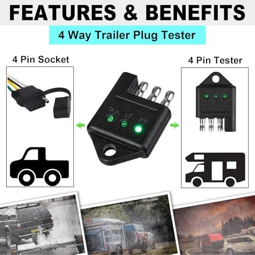4 Pin Trailer Plug Tester 4 Way Flat Trailer Light Tester 4 Pin Trailer Wiring