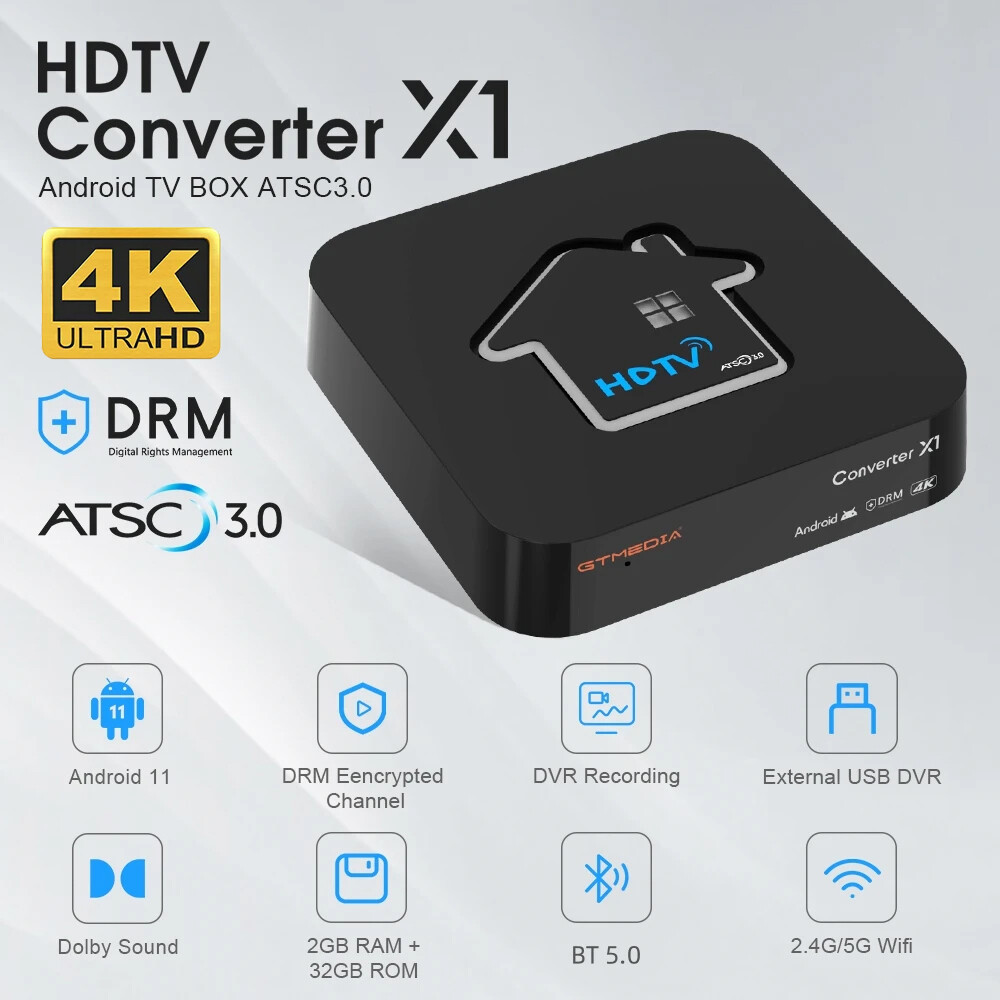 ATSC 3.0/1.0 4K 2160p Over-the-air Digital Tuner DVR Recorder TV Streaming Box