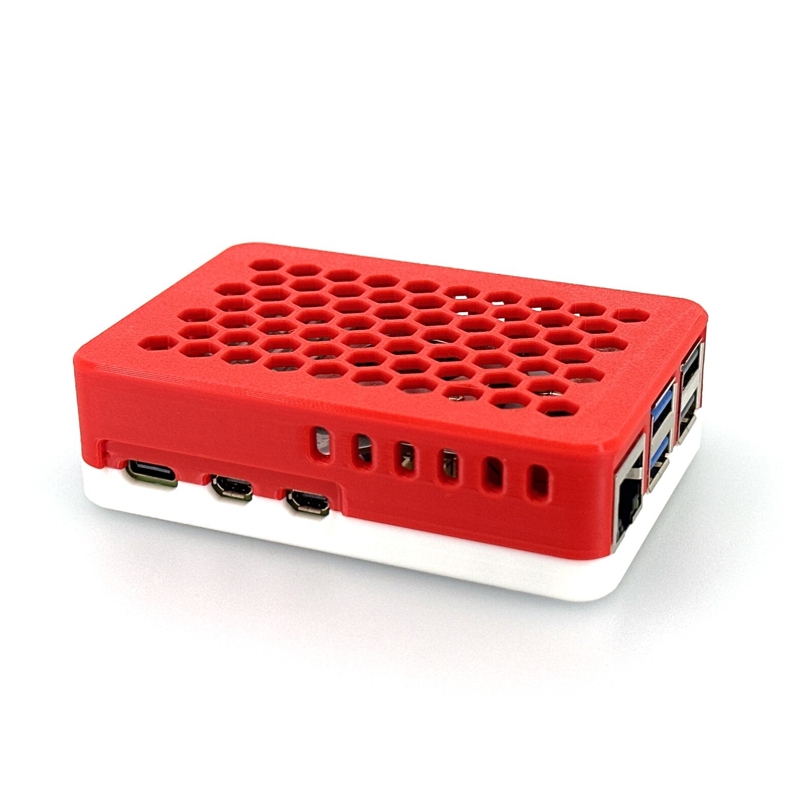 Raspberry Pi 5 Case, Custom 3D Printed with Silicone Bumper Pads, Ventilated