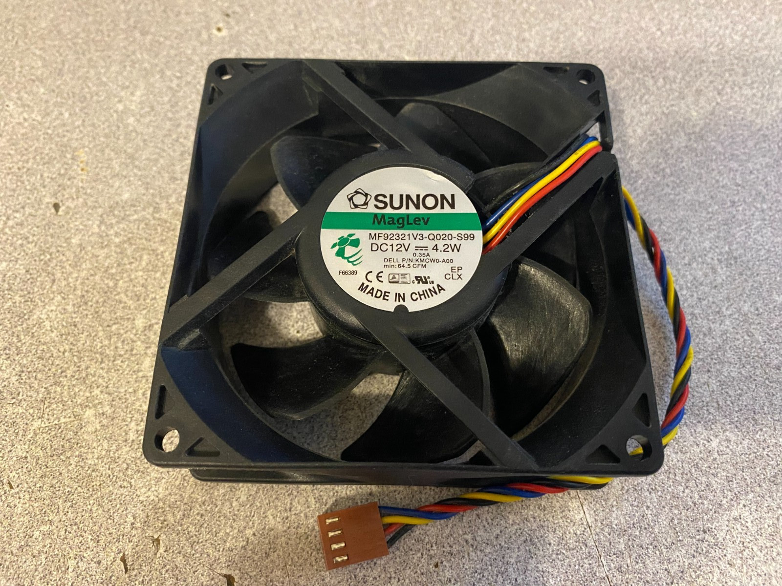 Dell DC 12V 4 Pin 92 x 32 Case Fan KMCW0 No Grommets Precision 3620 Quick Ship
