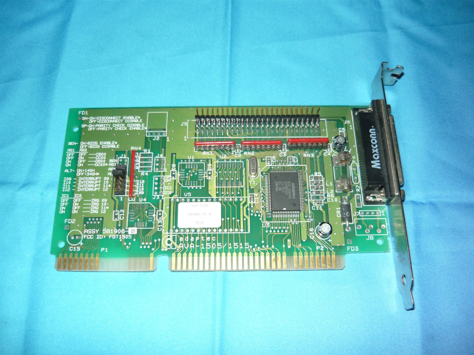 Vintage Adaptec AVA-1505 ISA SCSI Controller Card Used