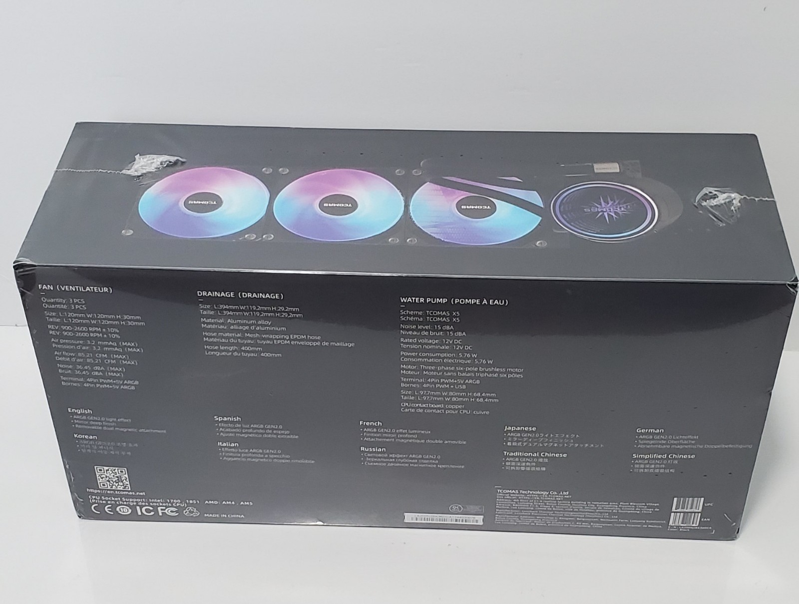 Tcomas La200 360 Liquid Aio Cpu Cooler W / RGB Lighting, Black New Sealed