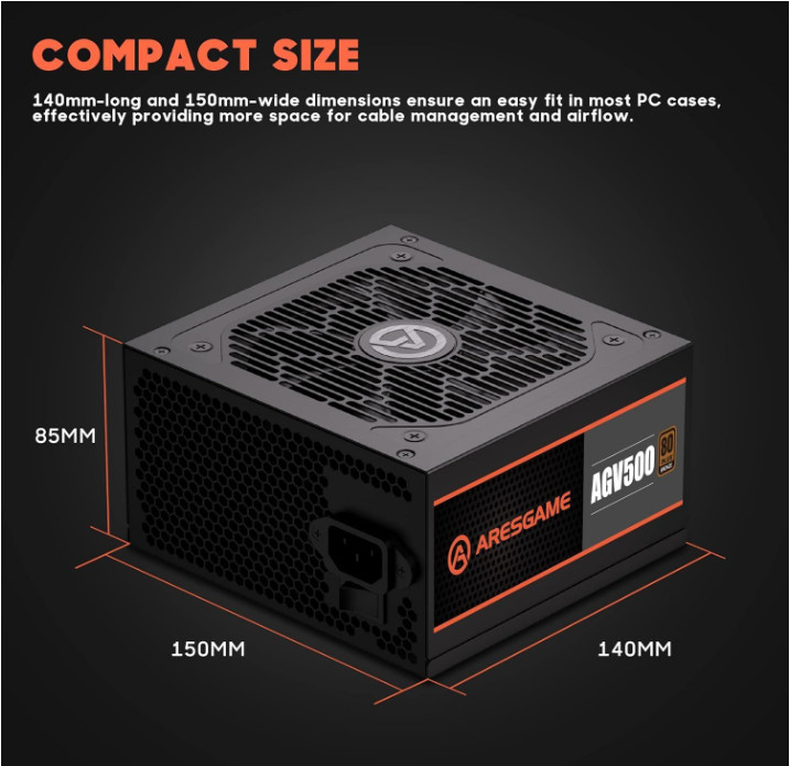 Fuente de Energía 500W No Modular para Gaming Oficina y Computadora