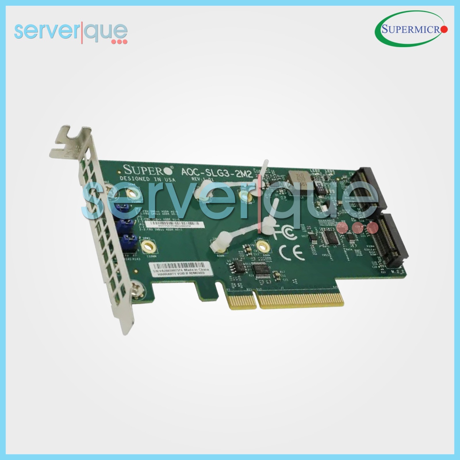 AOC-SLG3-2M2 SuperMicro NVMe PCI Express 3.0 x8 M.2 SSDs Adapter Card “New”