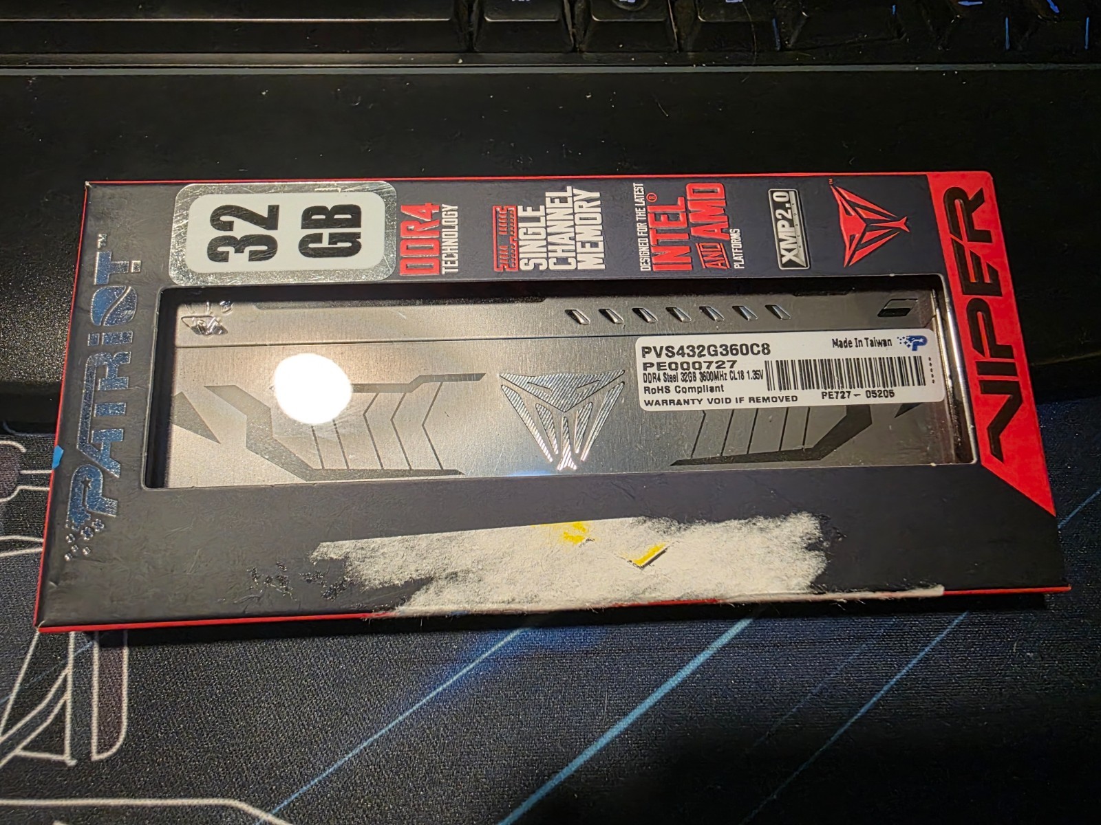 Patriot Viper Steel DDR44 32GB (1x32GB) 3600MHz Intel/AMD, single module