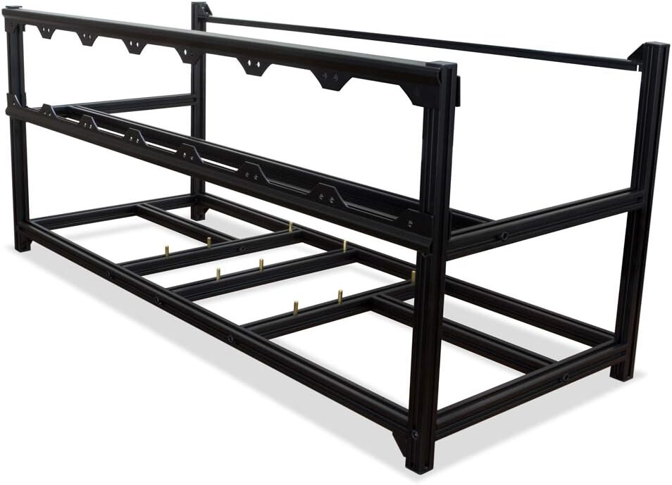 Kingwin KC‑8GPU 8‑GPU Open‑Air Aluminum Mining Rig Case Frame – 7 Fan Slots
