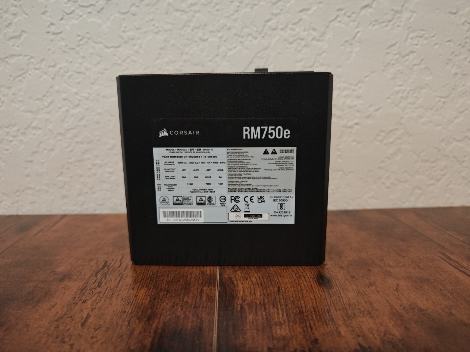 Corsair RM750e RPS0177 80 Plus Gold 750W Fully Modular Power Supply
