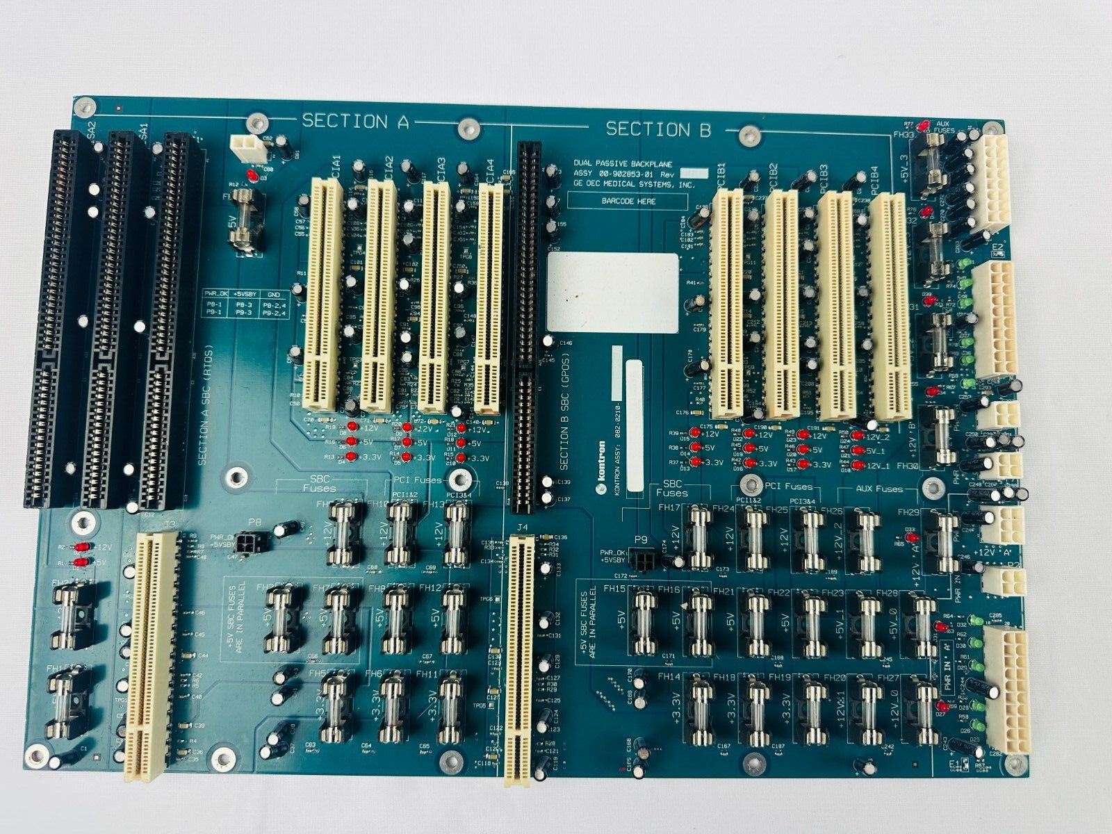 Kontron 082-0210 OEC Medical Systems 00-902853-01 Dual Passive Backplane