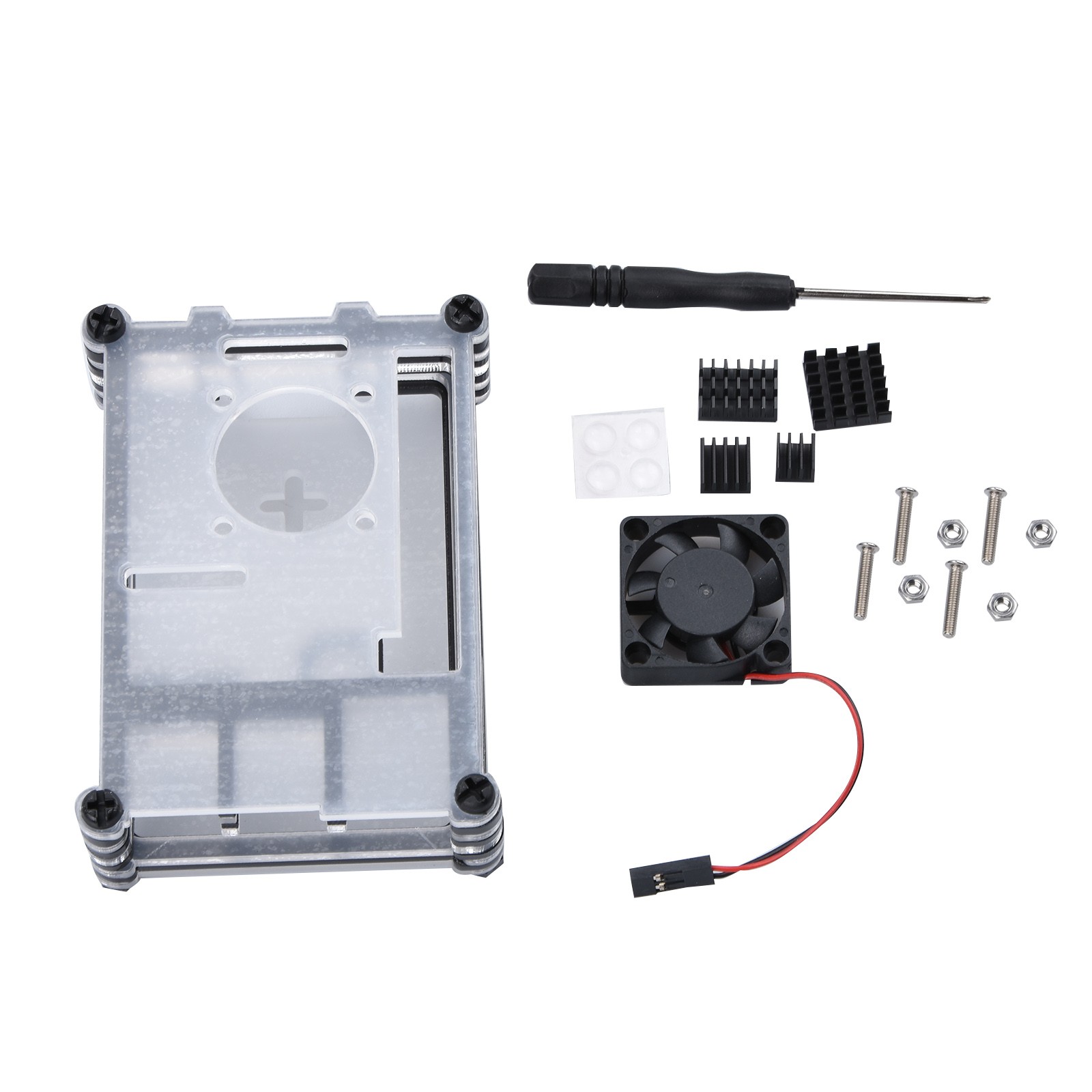 Clear 9 Layers Case with Cooling Fan Heatsink Screwdriver For Raspberry Pi 4B C