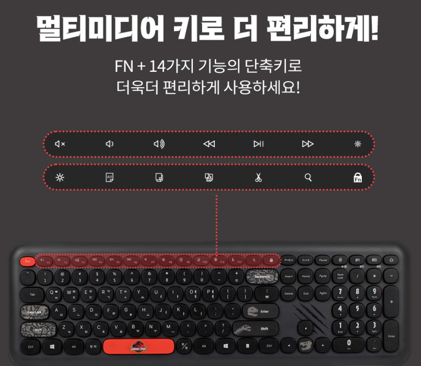 Royche Universal Jurassic Park Wireless Keyboard Multi-Pairing Genuine