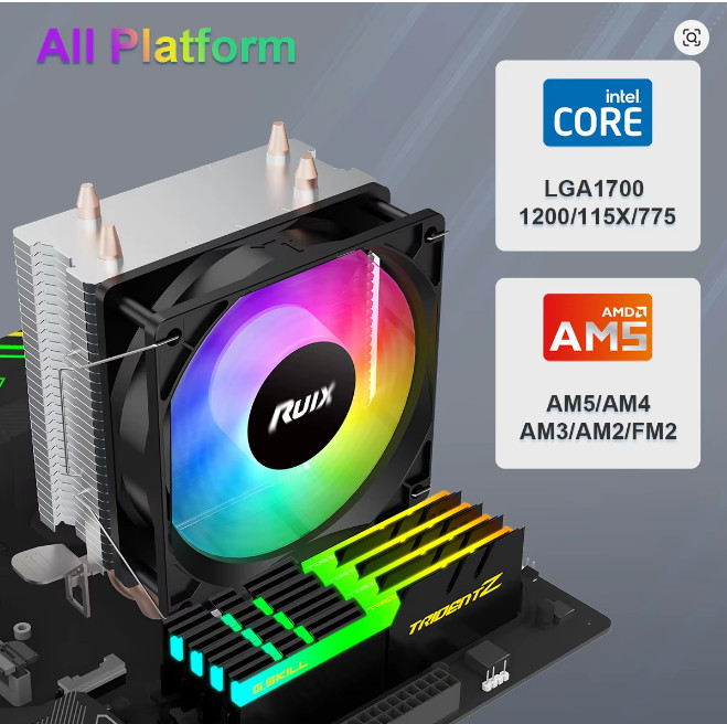 Heatsink CPU Cooler LED RGB Fan 4 Pin Intel LGA 2011 V2 V3 V4 2011-3 (PLZ READ)