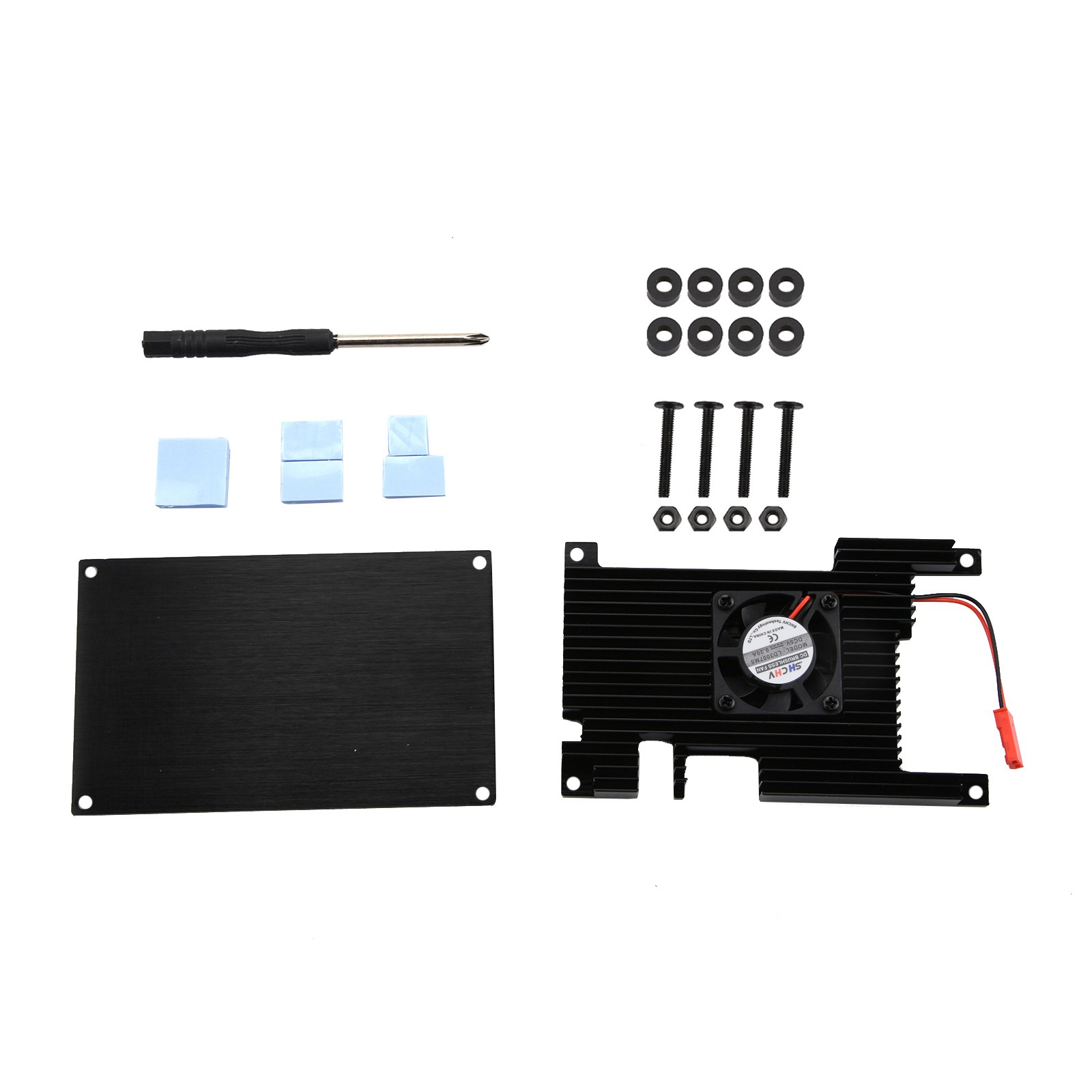Aluminum Cover+Base+ Passive Cooling Fan+ Silicone Heatsinks For Orange Pi 5 A