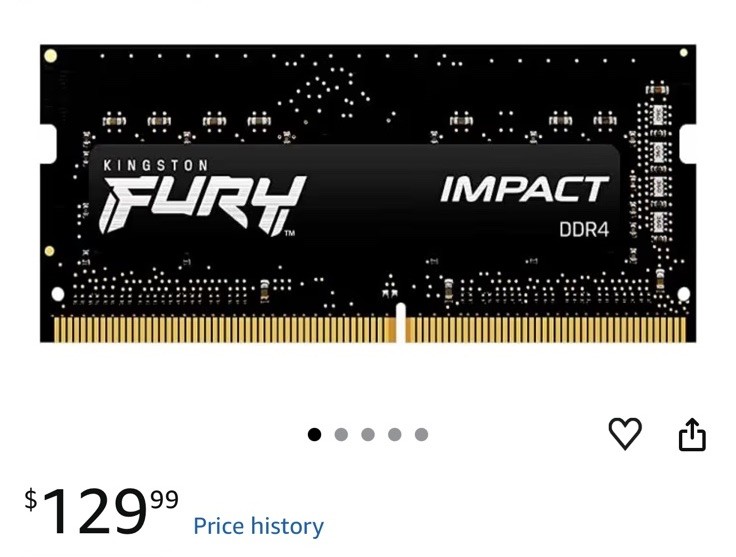 Kingston FURY Impact 16GB DDR4-3200 SO-DIMM 260-Pin Intel XMP KF432S20IB/16