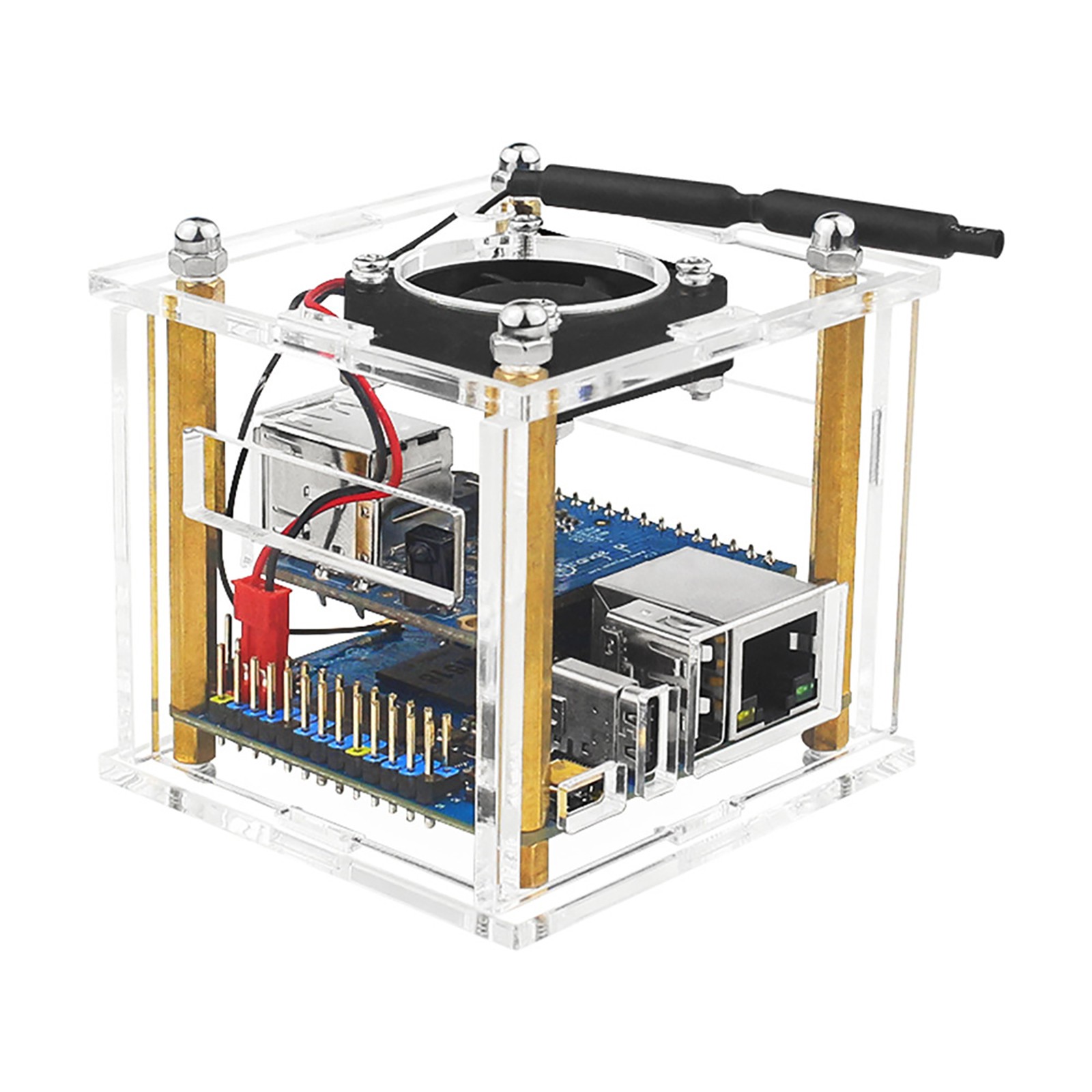 Acrylic Enclosure Clear Shell Case Kit W/ Cooling Fan For Orange Pi Zero 3