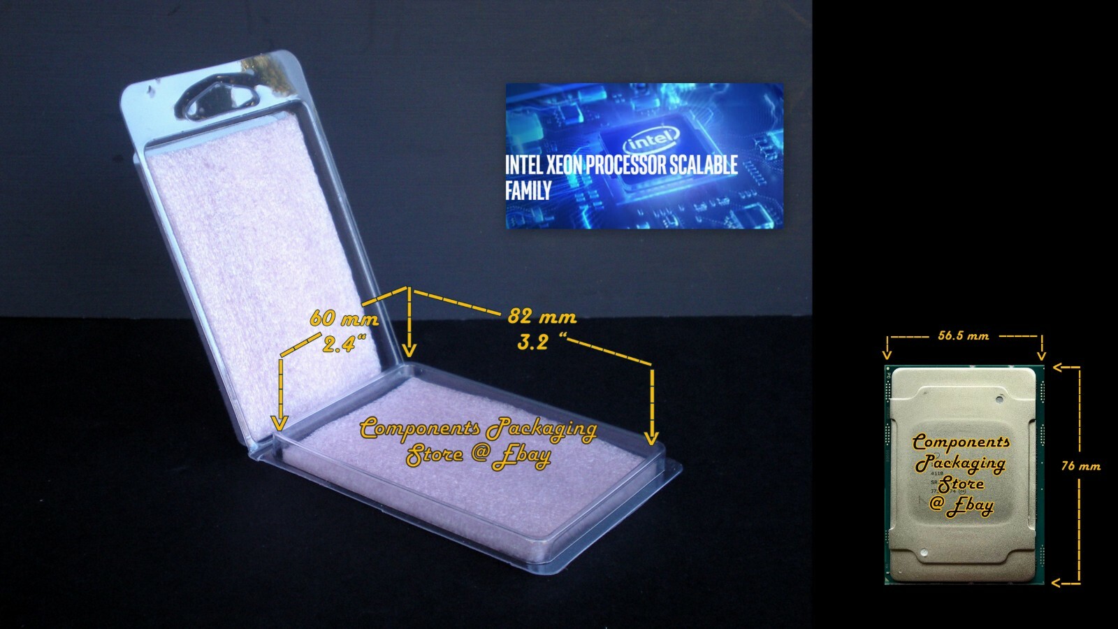 25 – Skylake Processor Clam Shell Case for Xeon Socket LGA3647 76 x 5.5 mm CPU