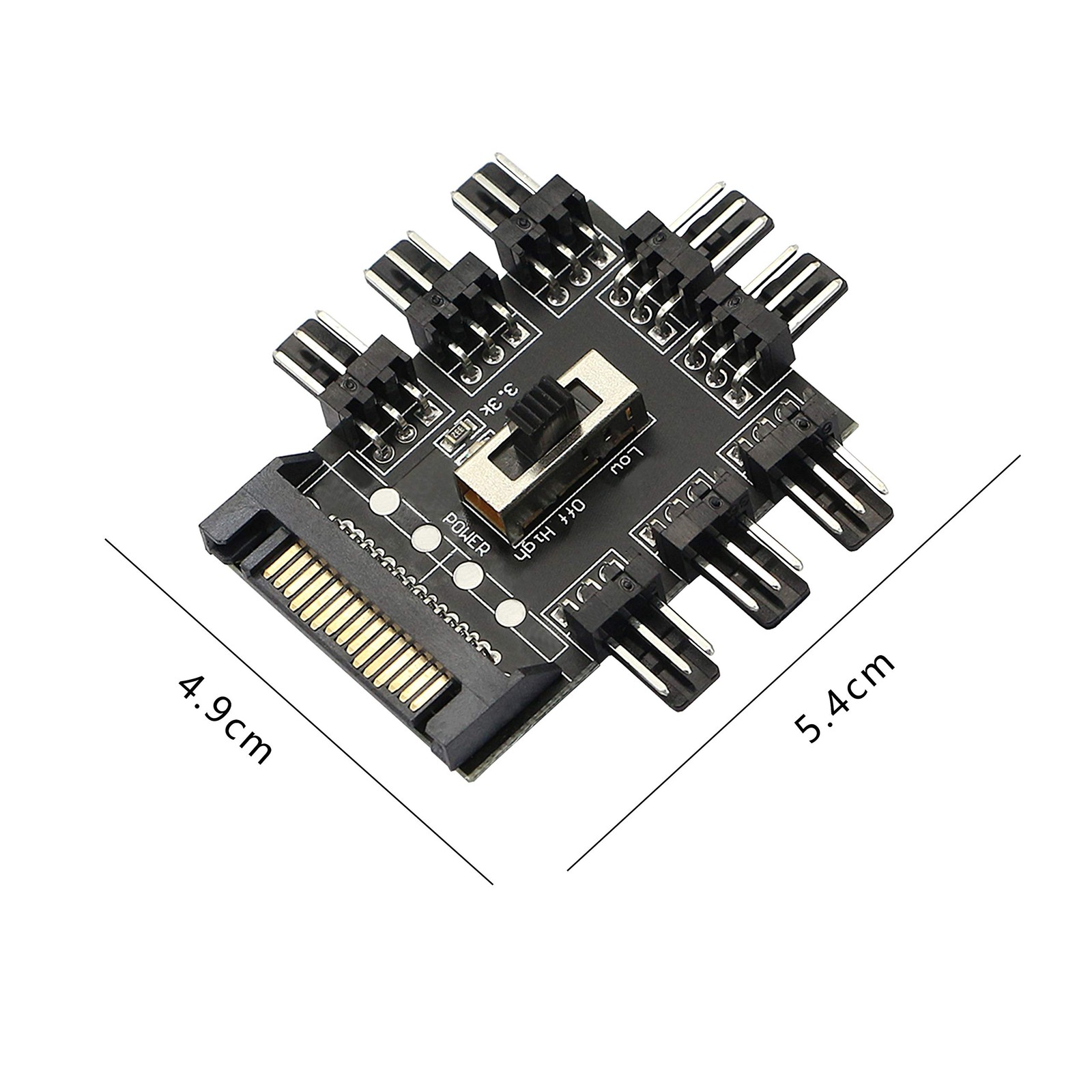 Chassis Fan Hub Sata 1 To 8 Way12v 3 Pin Cooling Fan Splitter Controller Hub 3 P