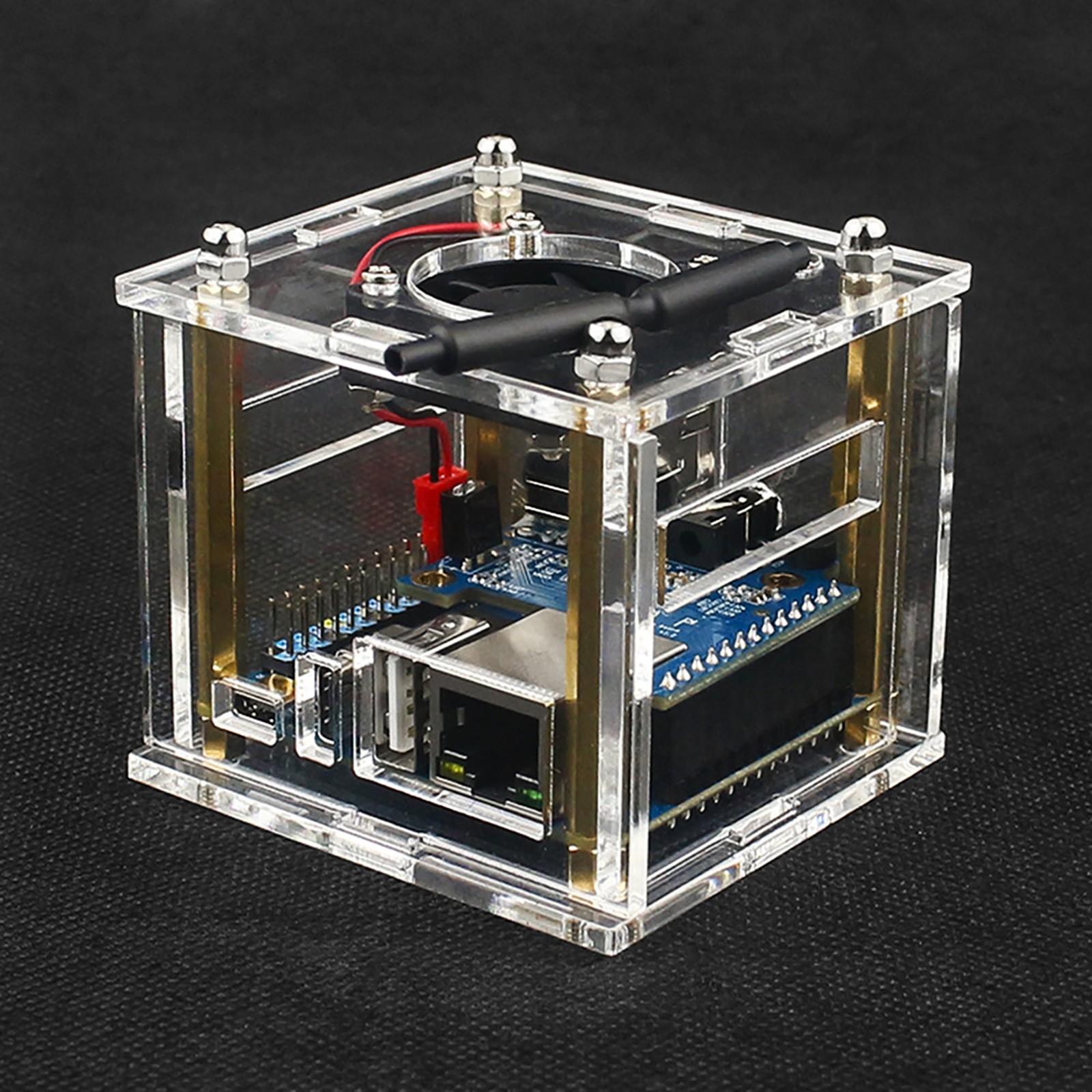 Acrylic Enclosure Clear Shell Case Kit W/ Cooling Fan For Orange Pi Zero 3