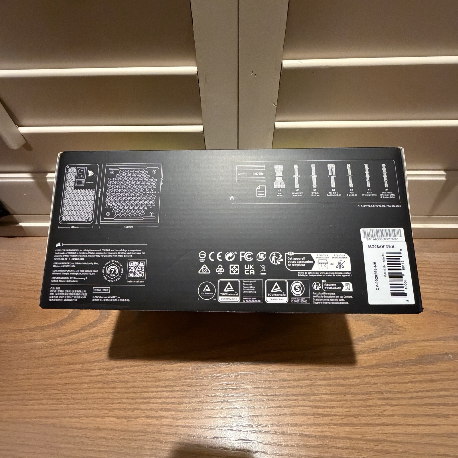 Corsair RM750e 750W ATX Modular Power Supply PSU Black, PCIe SATA CPU