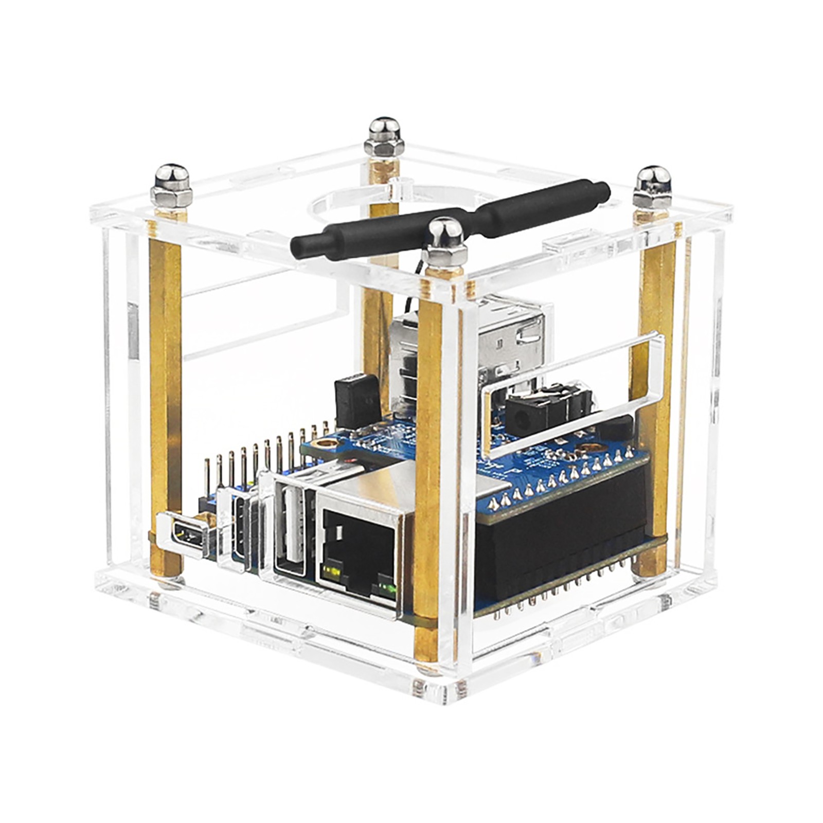 Acrylic Enclosure Clear Shell Case Kit W/ Cooling Fan For Orange Pi Zero 3