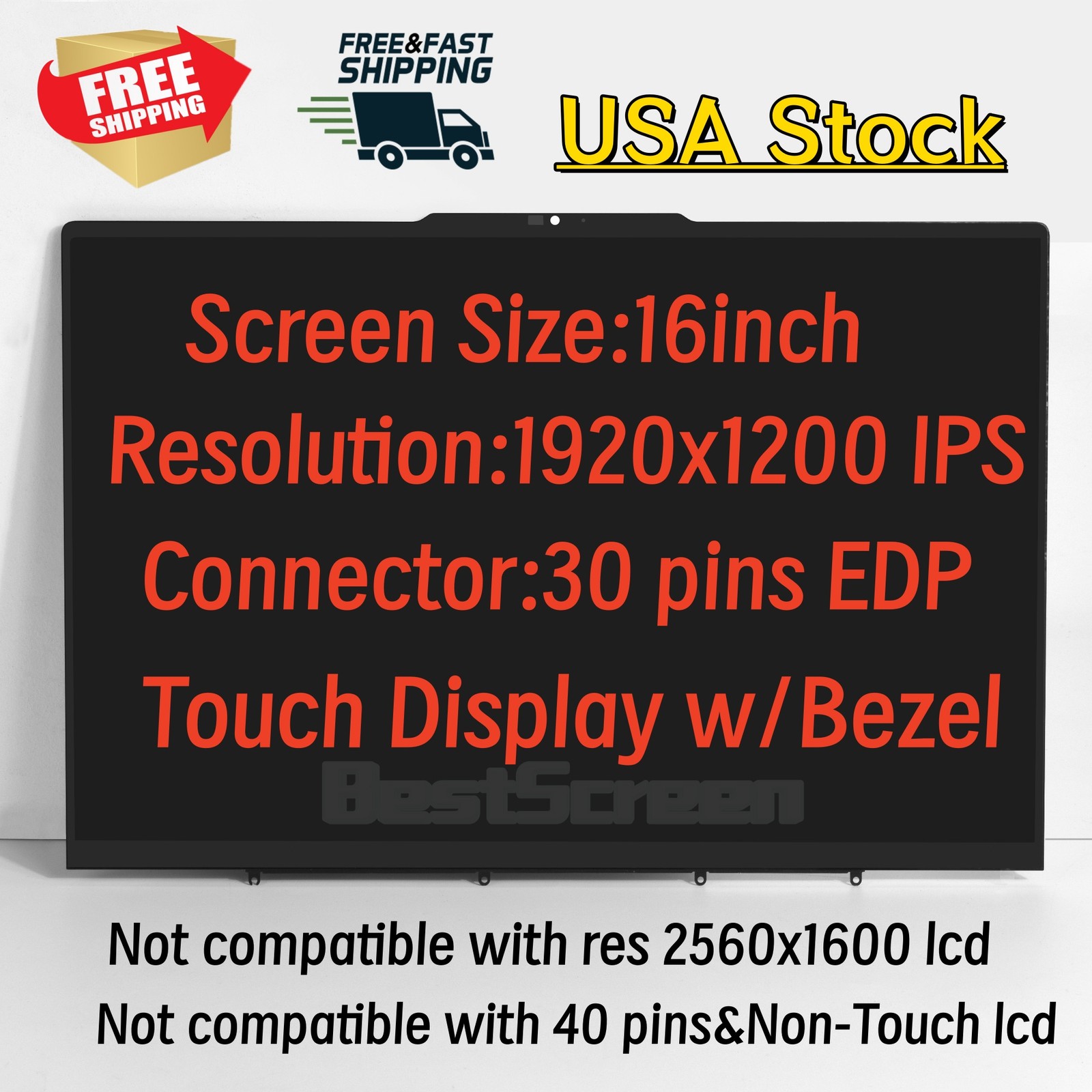 16″ for Lenovo Yoga 7 2-in-1 16IML9 7-16IML9 WUXGA IPS LCD Touch Screen Assembly