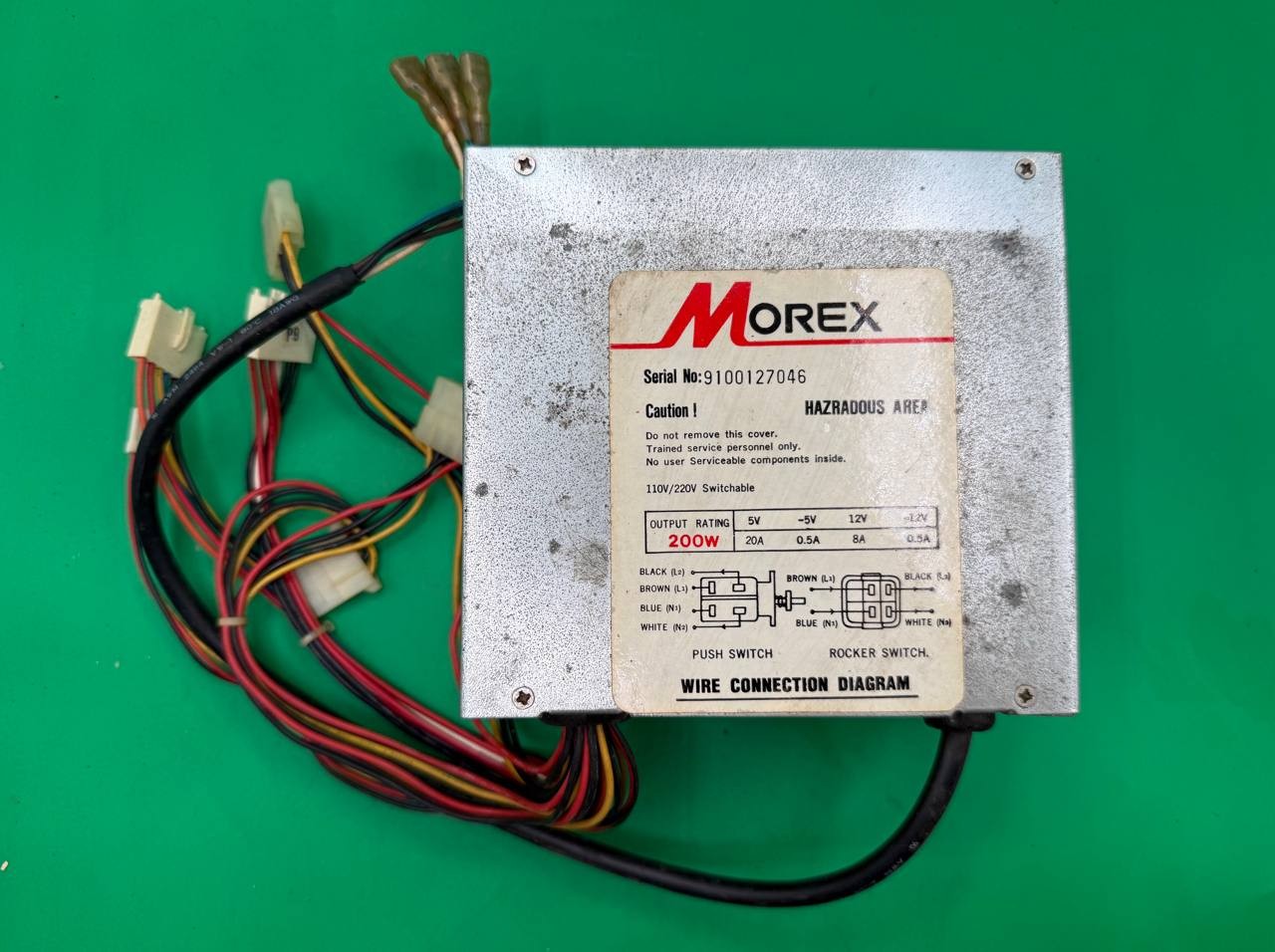 Morex 200W AT Desktop Computer Power Supply 110/220V Made in Taiwan RE
