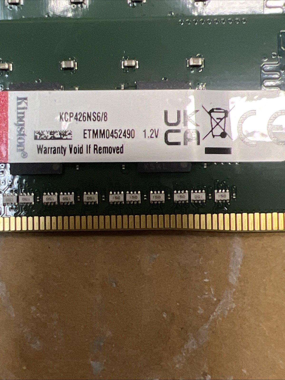 Lot of 4 Kingston KCP426NS68 8GB DDR4-2666 Desktop RAM 32GB Total