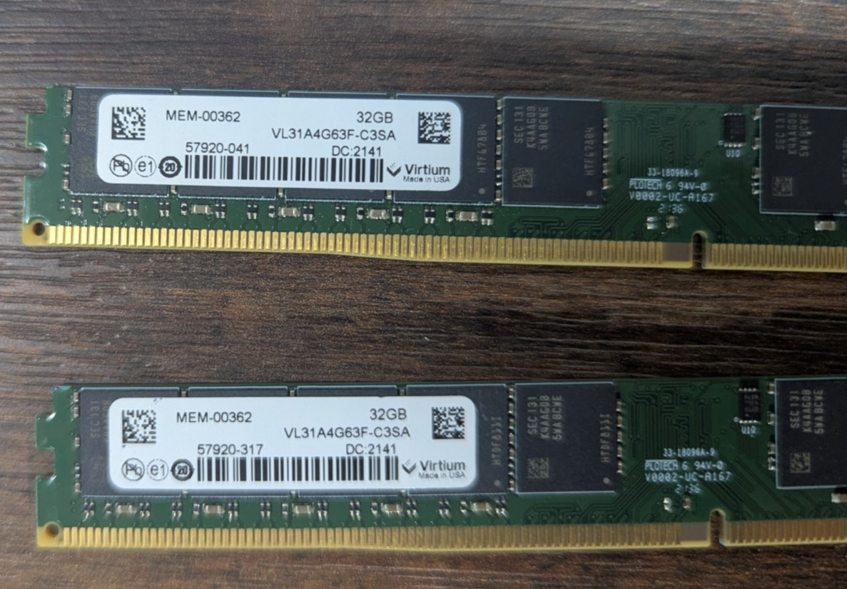 Virtium 2x 32GB DDR4 ECC UDIMM | DDR4-32GB-ECC | 64GB TOTAL