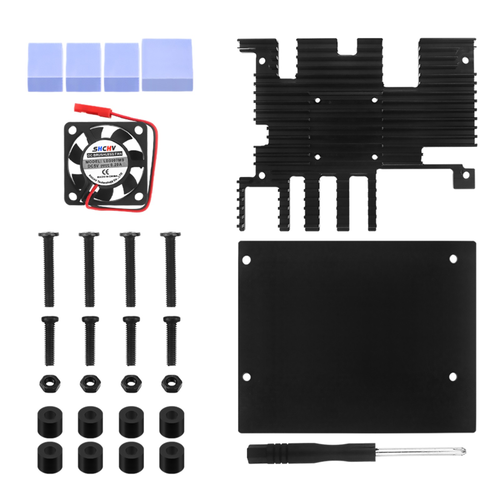 Housing Case+Cooling Fan Active Passive Radiator/Heatsink For Orange Pi 5 Plus A