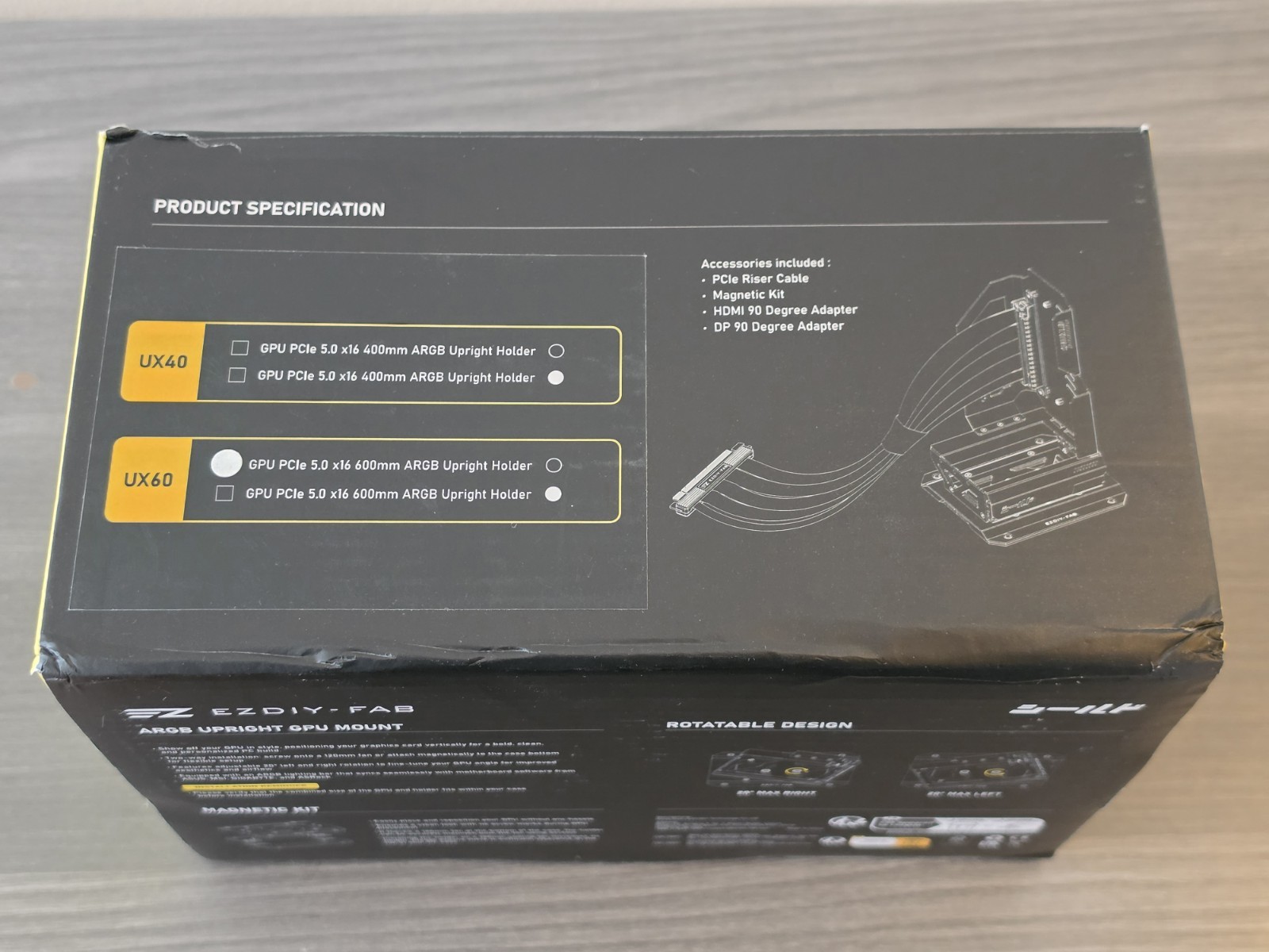 EZDIY-FAB Shield ARGB Vertical GPU Mount + PCIe 5.0 Riser Cable, RTX 50 Series